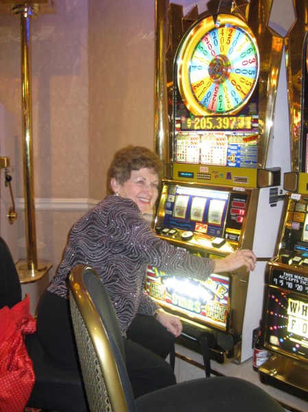 Grandma Dot playing the slots - Wheel of Fortune, her favourite!